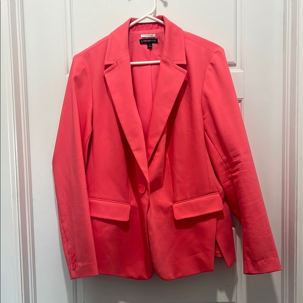 Lane Bryant Pink Blazer Structured Suit Jacket
